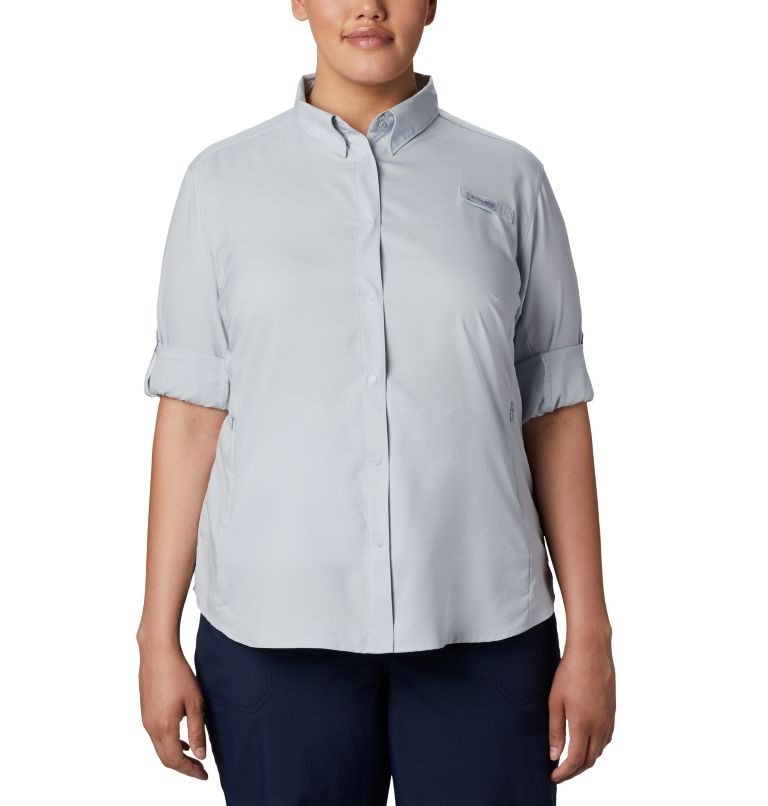 Camasa Columbia PFG Tamiami II Long Sleeve Dama Gri Deschis | Plus Size GKA70M8Z1